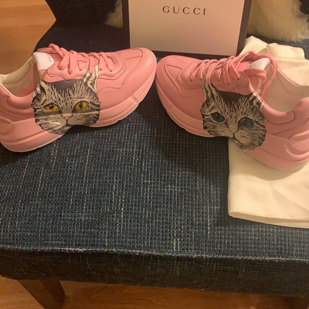 PINK GUCCI RHYTON MYSTIC CAT SNEAKERS